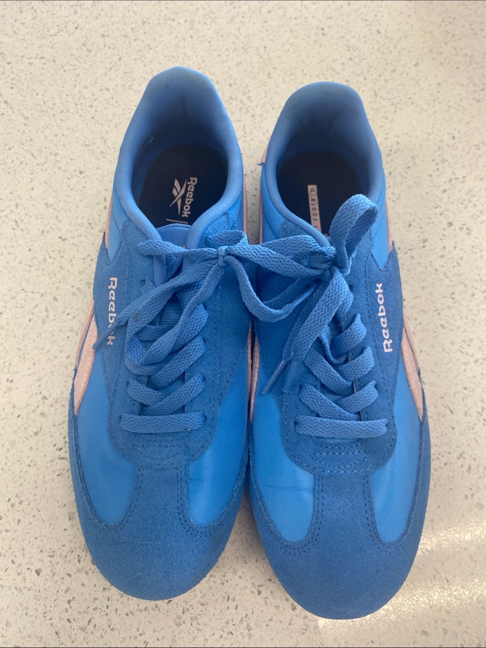 Reebok Blue Sneakers with Pink Accents